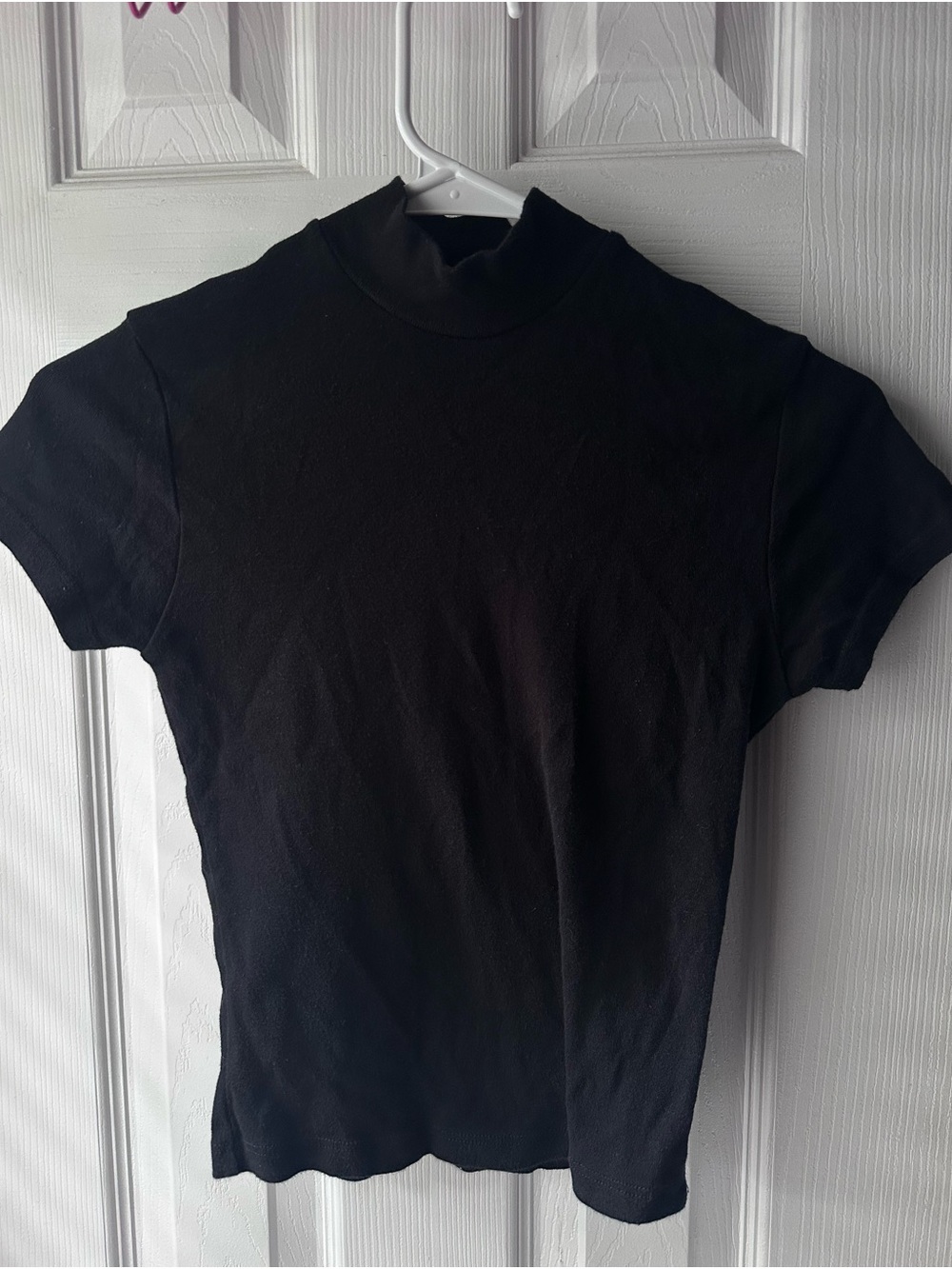 Brandy Melville Black Short Sleeve Crop Mock Neck Top